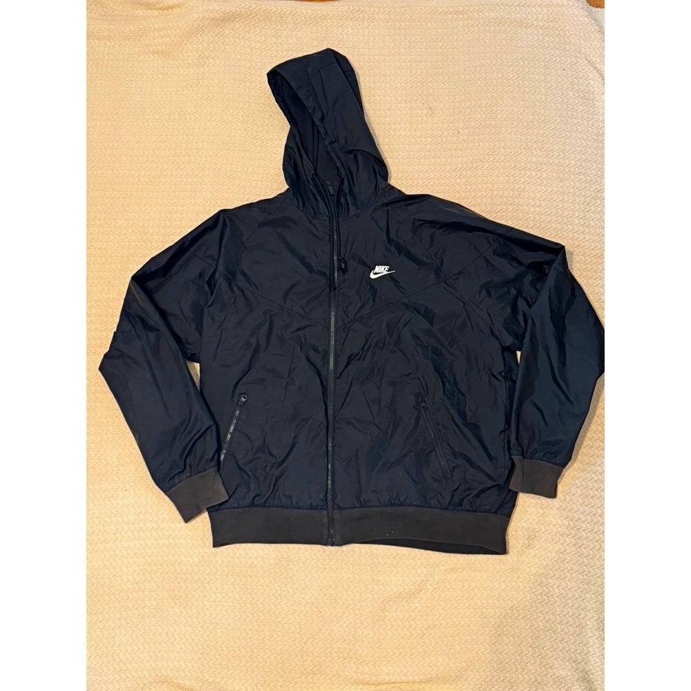 Nike Men's Black Full Zip Hooded Jacket Polyester Mesh Size L